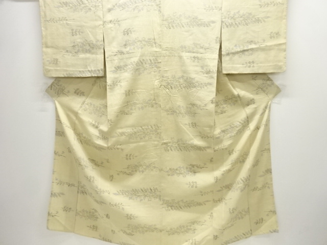 JAPANESE KIMONO / ANTIQUE HITOE KIMONO / SILK / TSUMUGI / WOVEN FLOWER